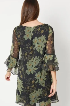 Flute Sleeve Shift Dress