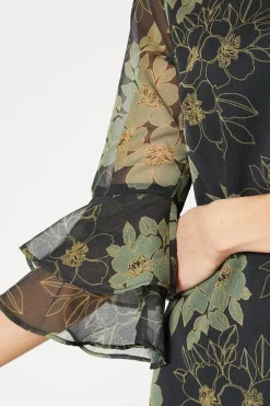Flute Sleeve Shift Dress