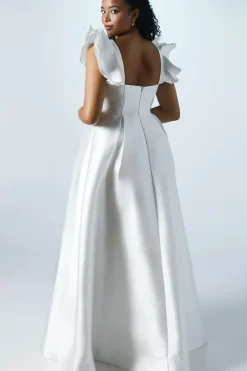 Flutter Shoulder Twill Full Skirted Wedding Dress