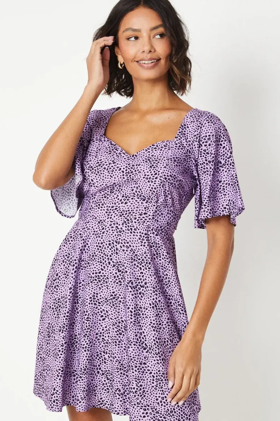 Flutter Sleeve Tie Back Mini Dress