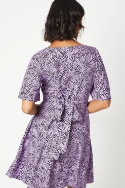 Flutter Sleeve Tie Back Mini Dress