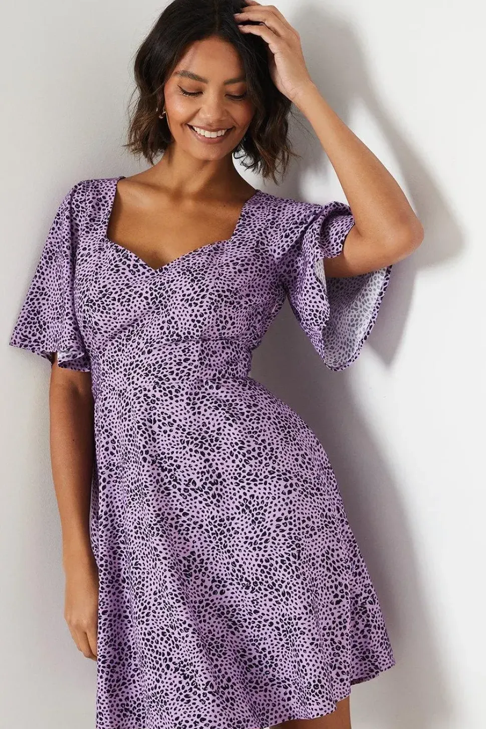 Flutter Sleeve Tie Back Mini Dress