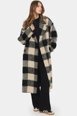 Francesca Double Breasted Printed Coat-Checked