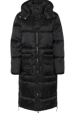 Frances Hooded Knee Length Puffer Coat-Plain
