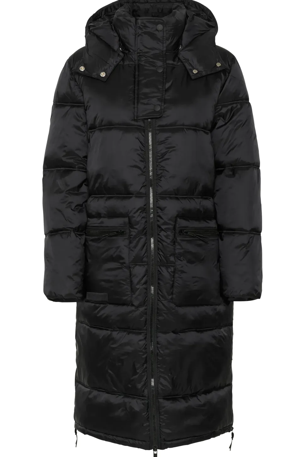 Frances Hooded Knee Length Puffer Coat-Plain