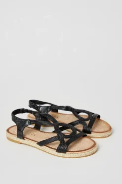 Frankie Textured Strap Slingback Espadrille Flat Sandals