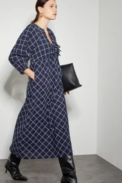 Frankie Tie Front Check Print Maxi Dress