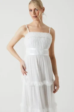 Frill And Ribbon Detail Tiered Bridesmaid Dress