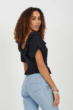 Frill Collar Puff Sleeve Blouse