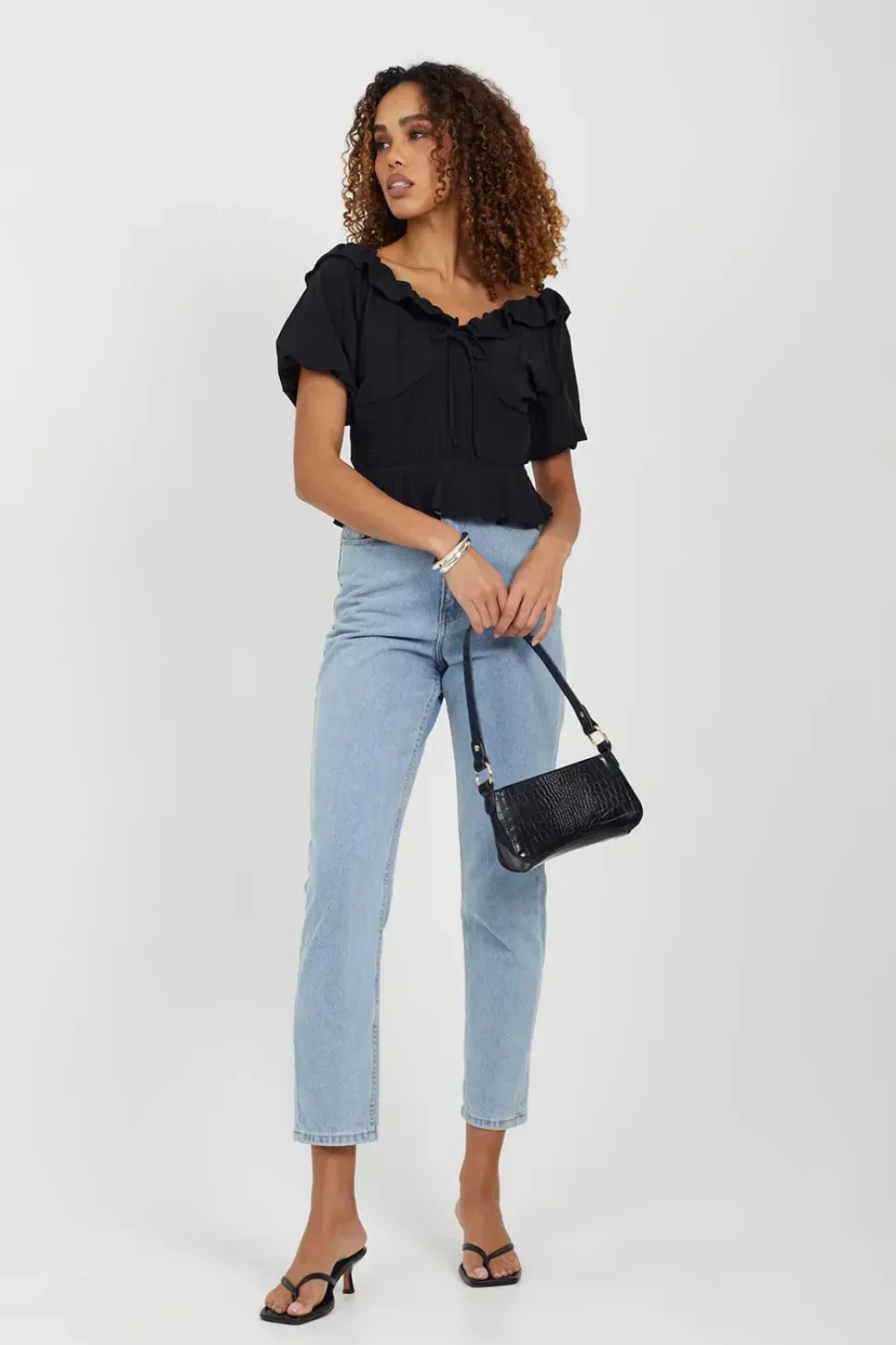 Frill Collar Puff Sleeve Blouse