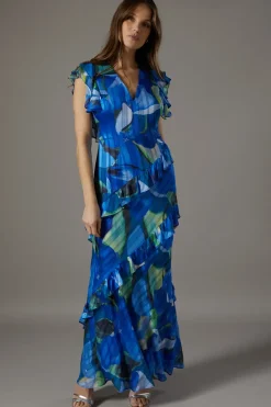 Frill Detail Fitted Maxi Dress