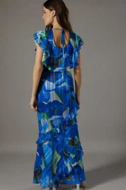 Frill Detail Fitted Maxi Dress