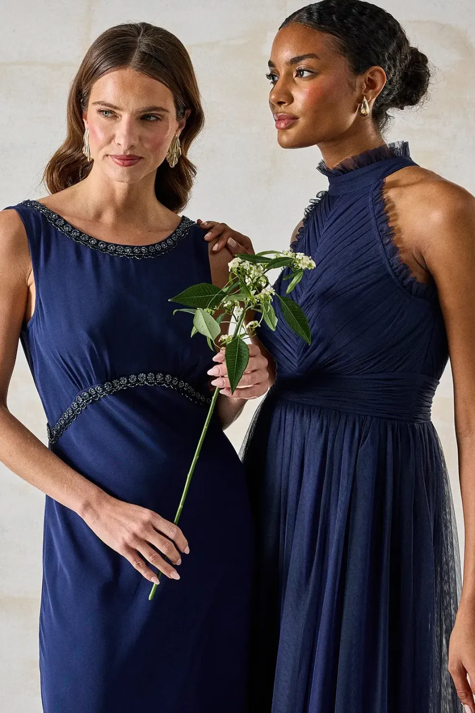 Frill Detail Mesh Halterneck Bridesmaid Dress