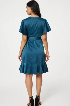 Frill Detail Short Wrap Dress