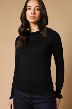 Frill Edge Detail High Neck Jumper
