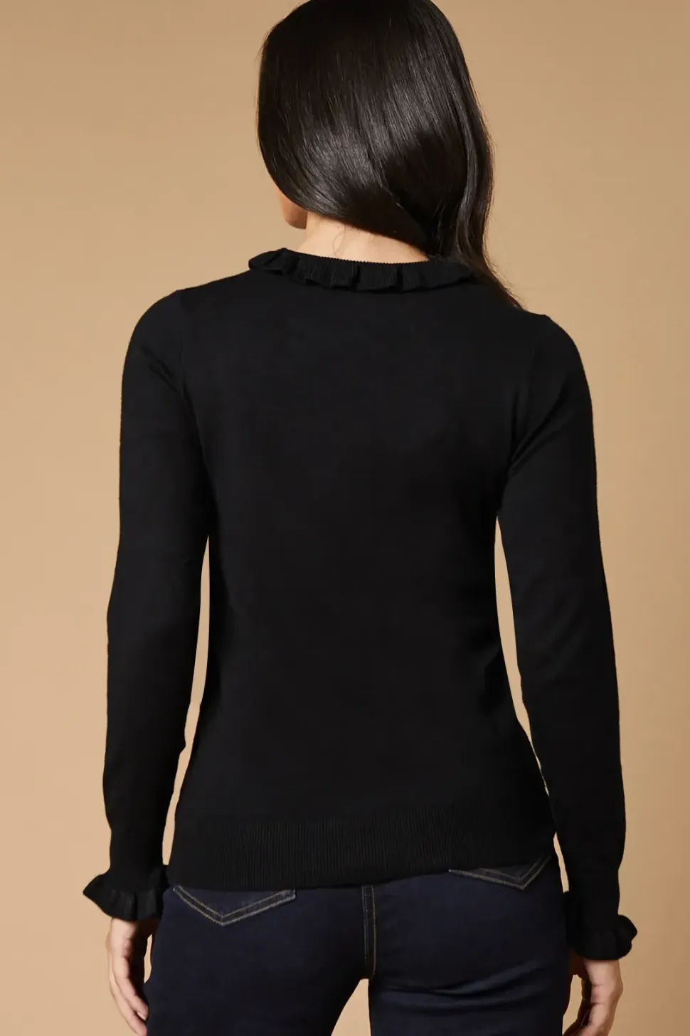 Frill Edge Detail High Neck Jumper