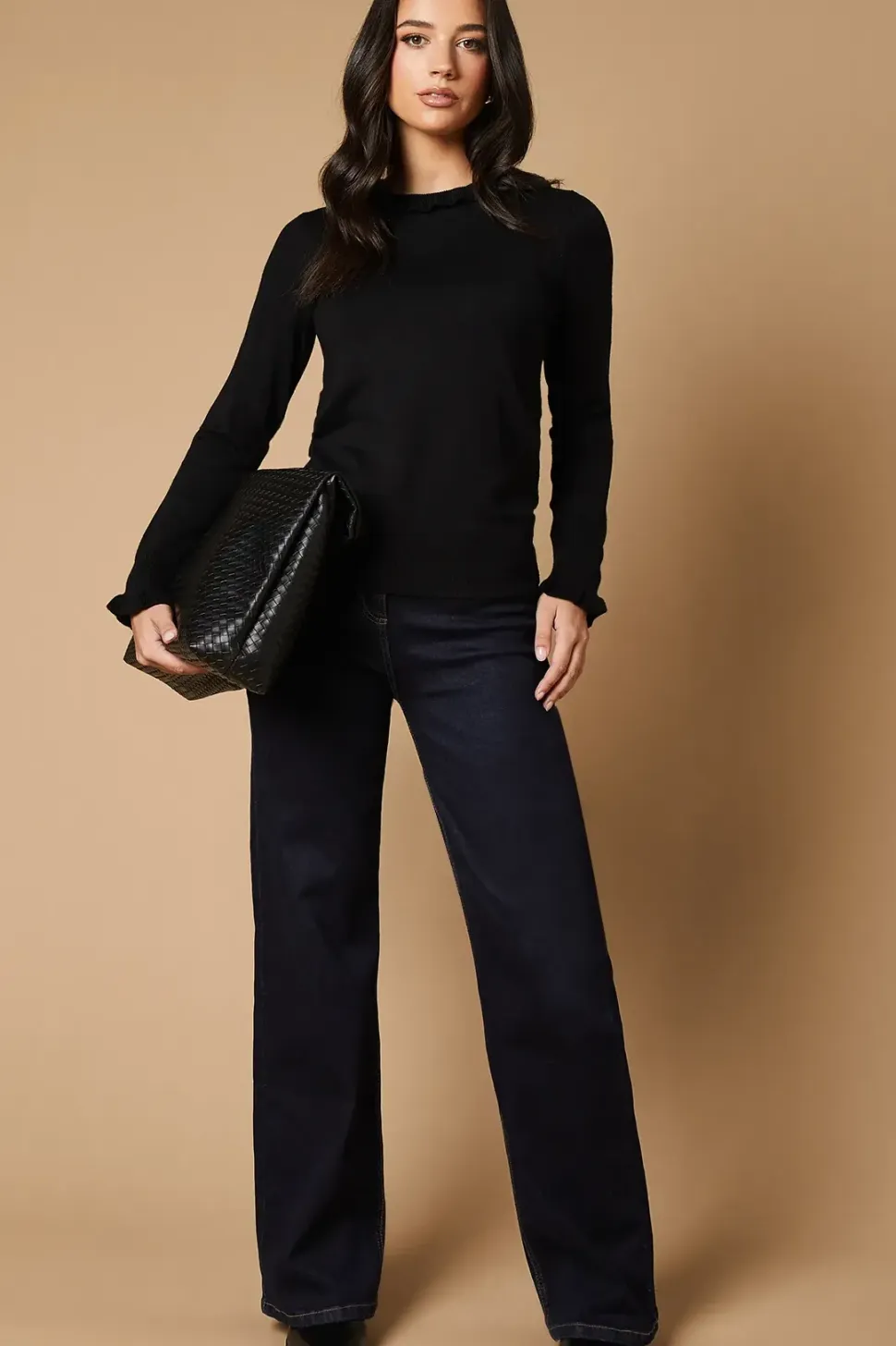 Frill Edge Detail High Neck Jumper