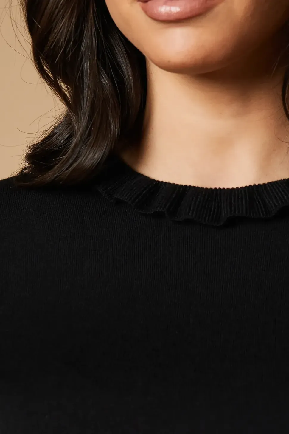 Frill Edge Detail High Neck Jumper