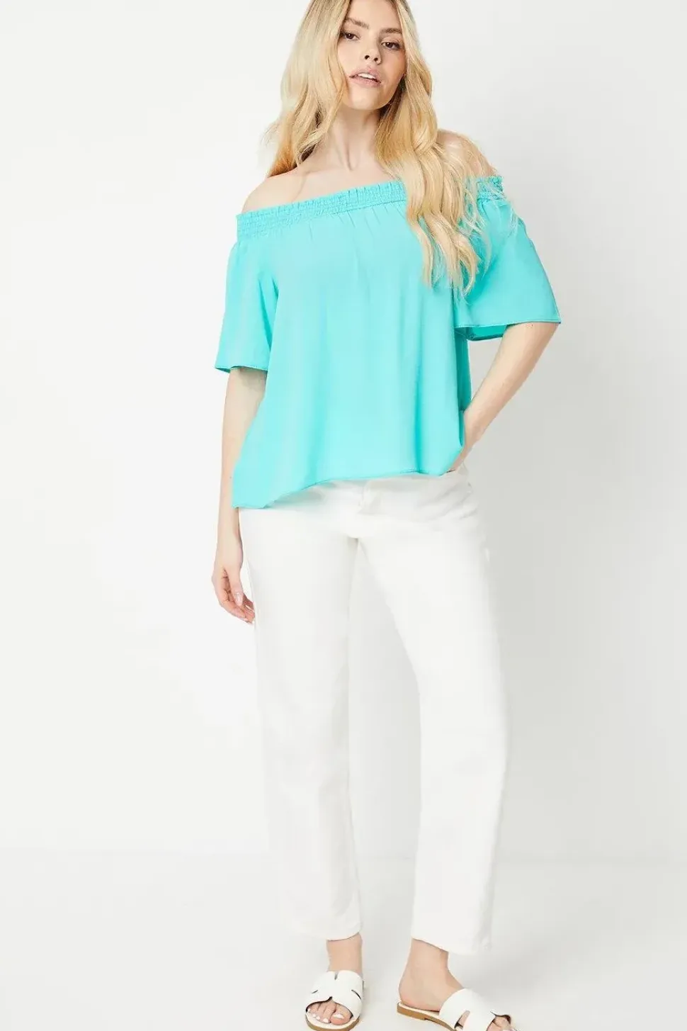 Frill Neck Bardot Top
