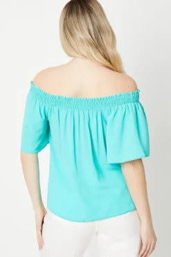 Frill Neck Bardot Top