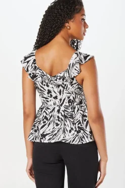 Frill Neck Wrap Peplum Top