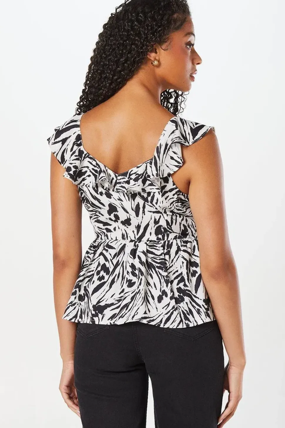 Frill Neck Wrap Peplum Top