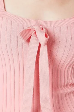 Frill Sleeve Knitted Vest With Tie Detail