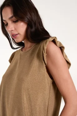 Frill Sleeve Metallic Top