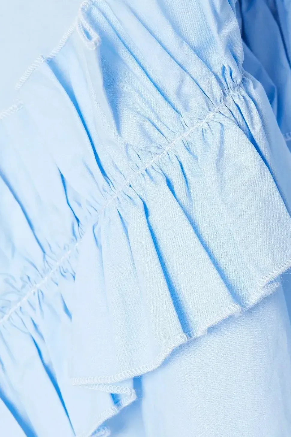Frill Sleeve Ruffle Skirt Cotton Midi Dress