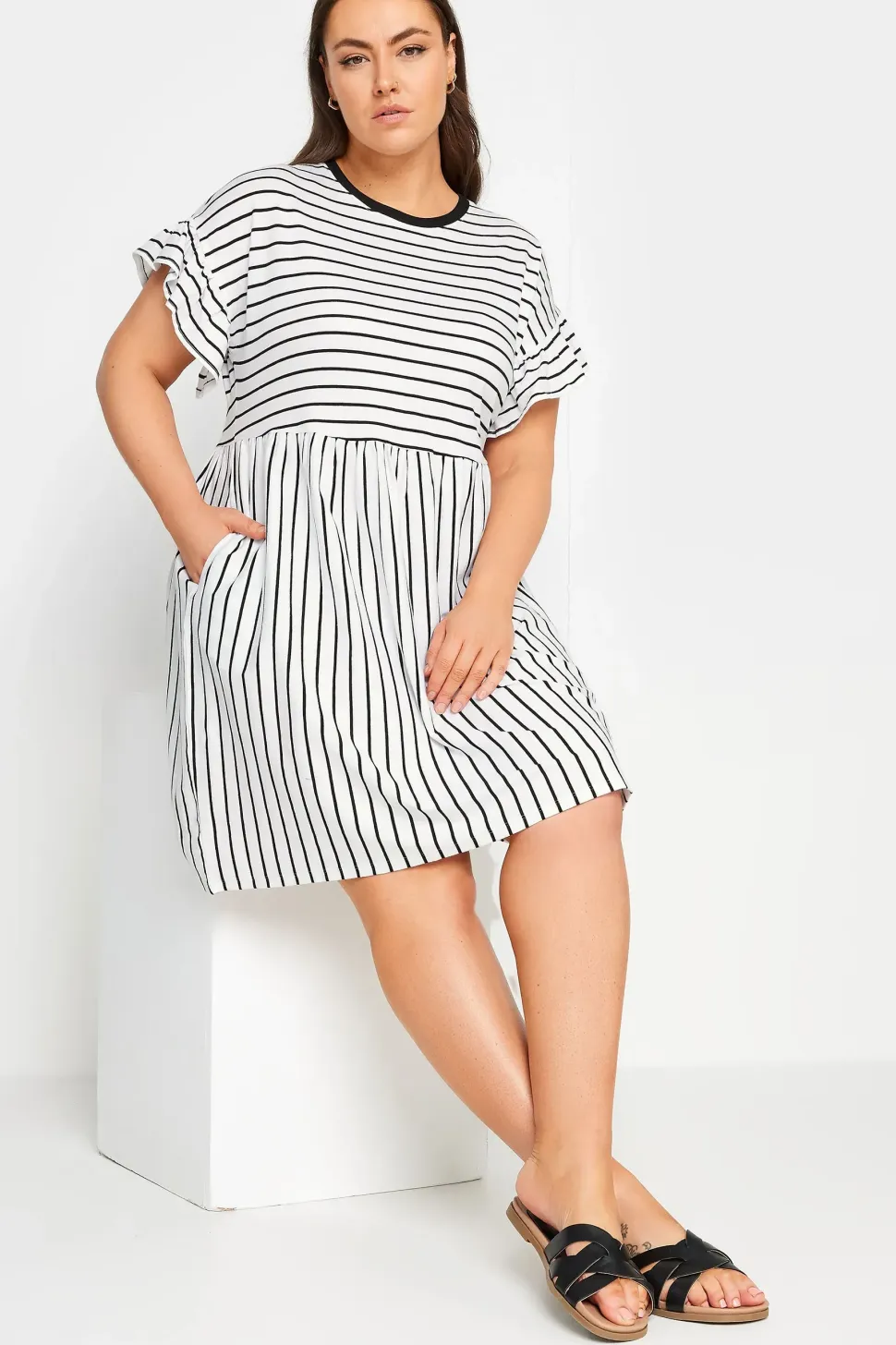 Frill Sleeve Smock Mini Dress
