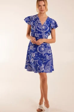 Frill Sleeve Wrap Belted Mini Dress