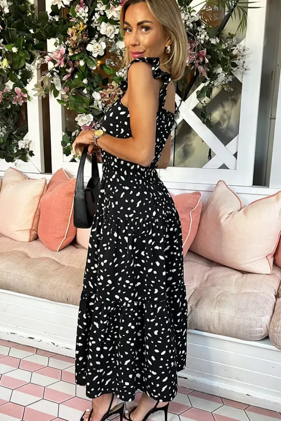 Frill Strap Midi Dress