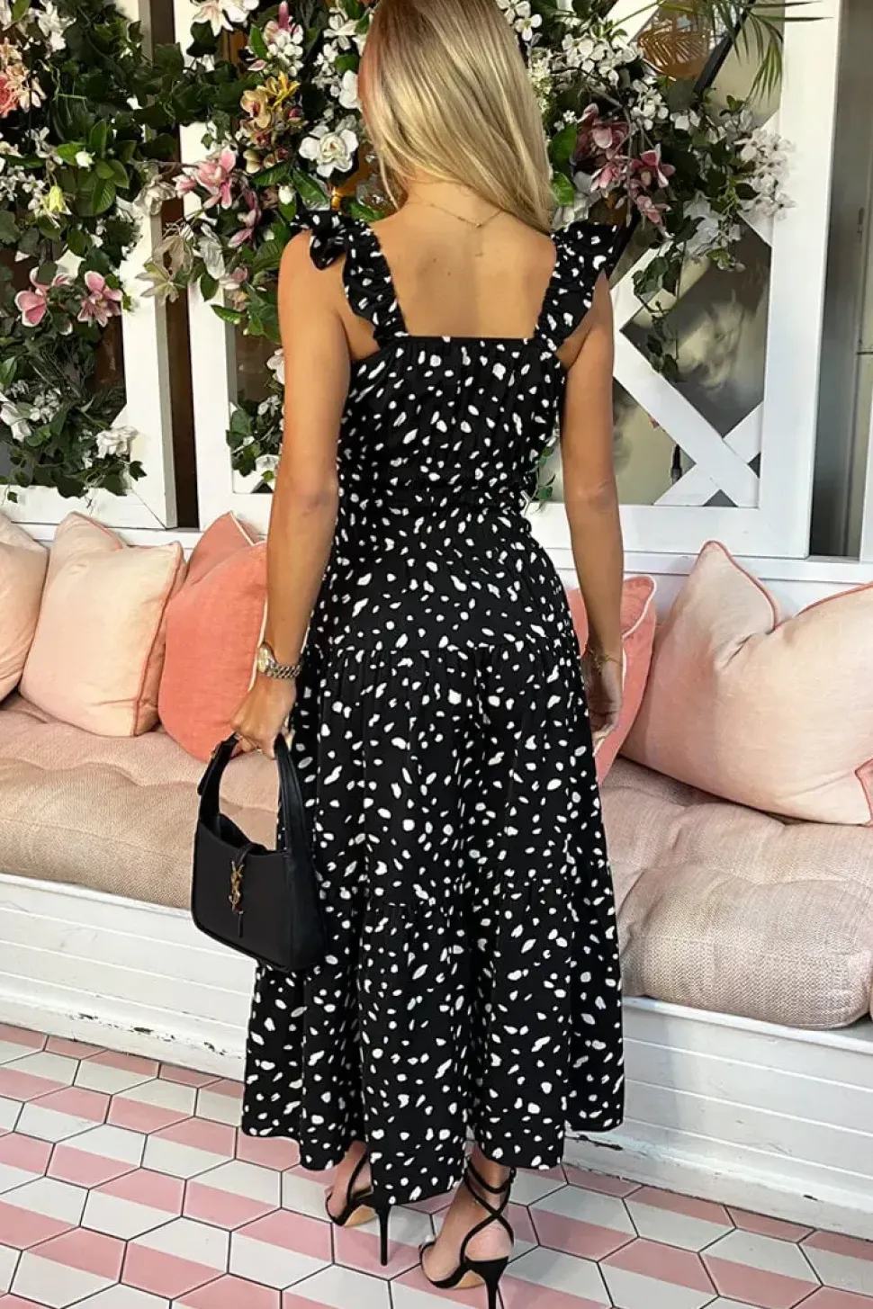Frill Strap Midi Dress