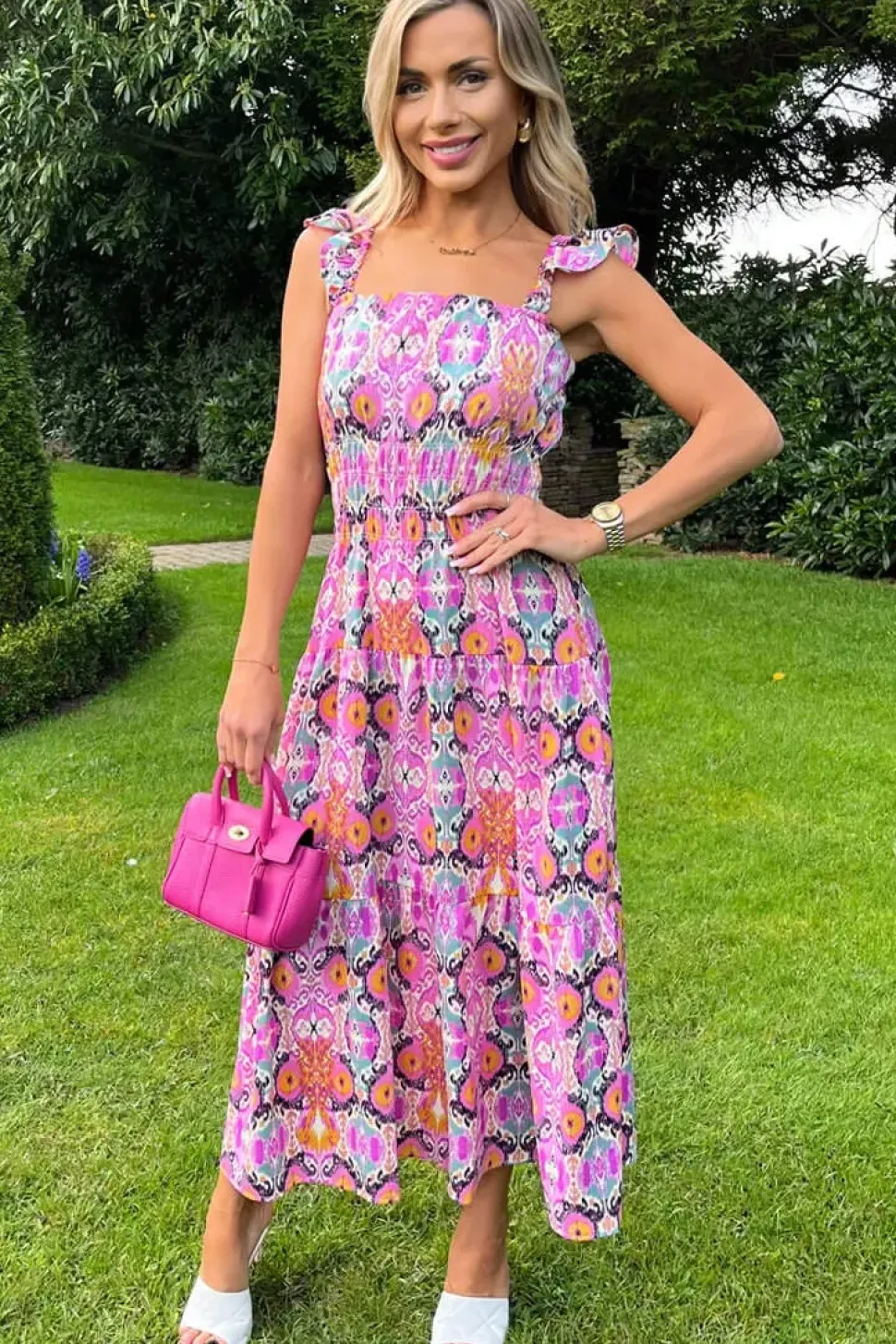 Frill Strap Midi Dress