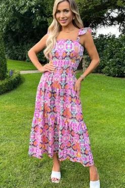 Frill Strap Midi Dress