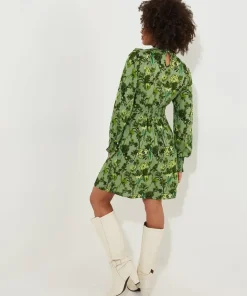 Frilly Floral High Neck Dress