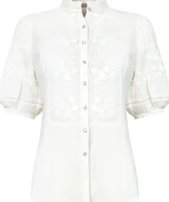 Frilly Neck Embroidered Blouse