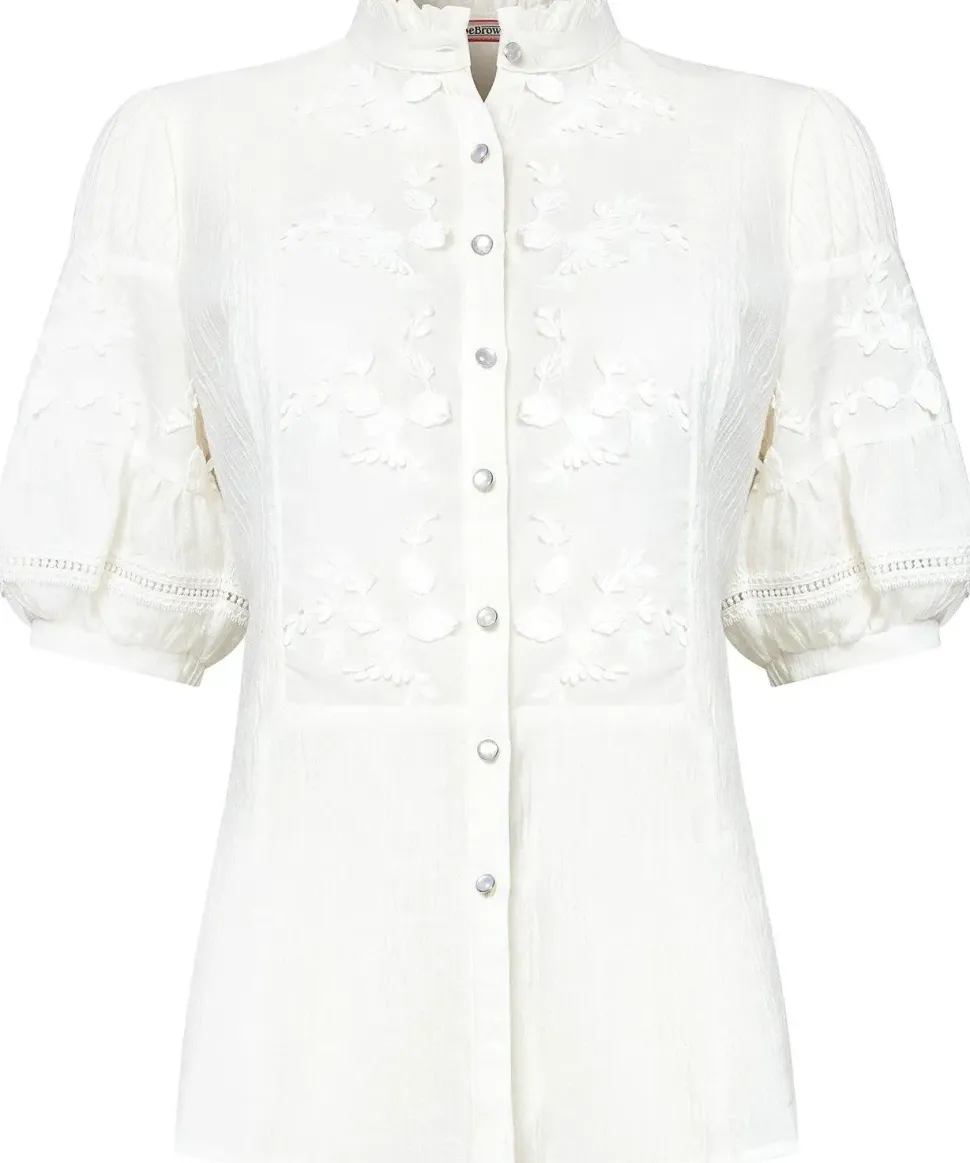 Frilly Neck Embroidered Blouse