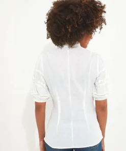 Frilly Neck Embroidered Blouse
