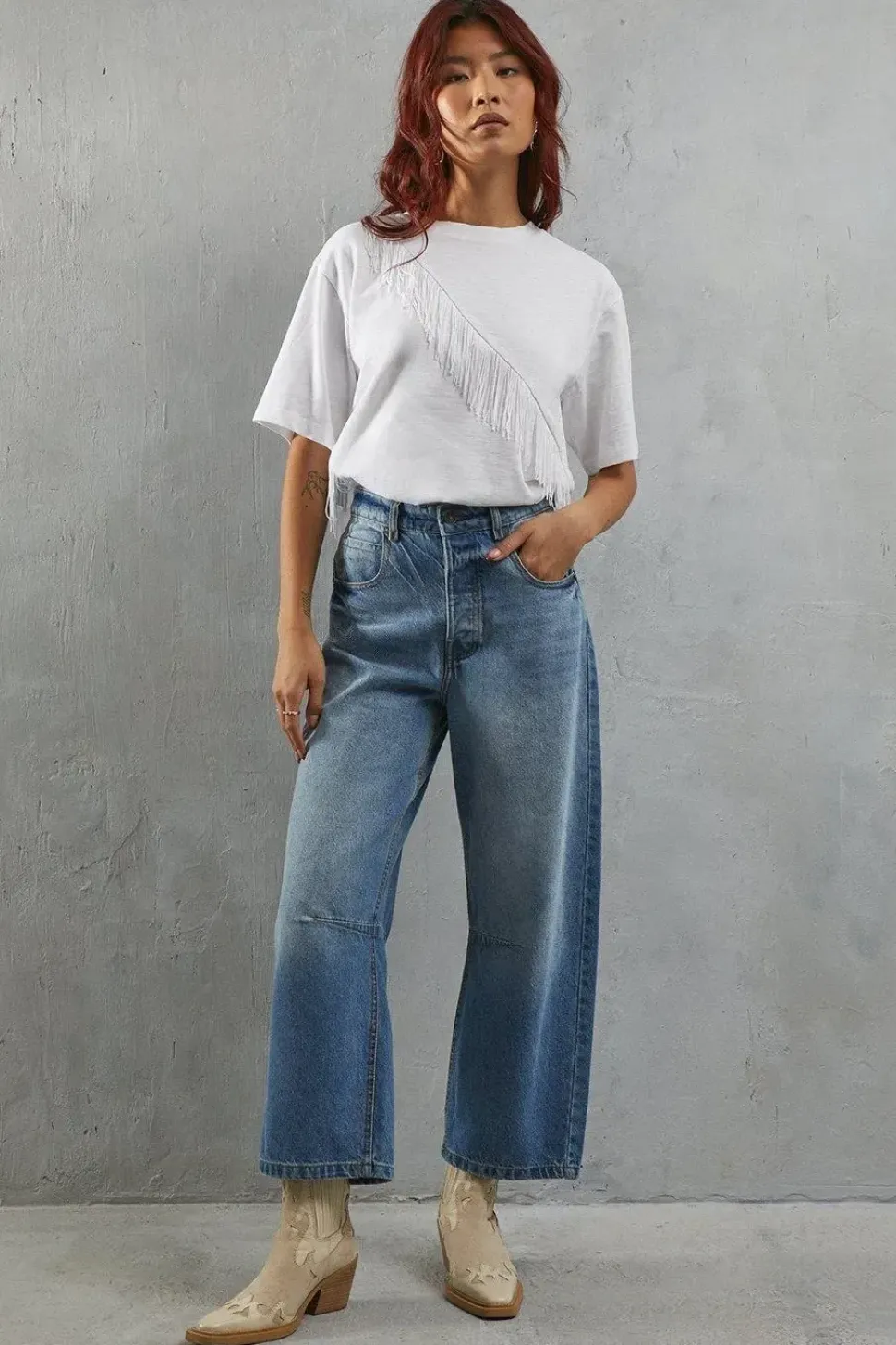 Fringe Asymmetric T-shirt