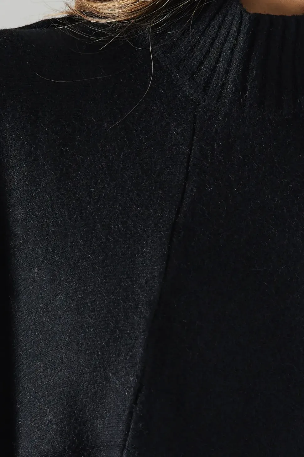 Fringe Hem High Neck Poncho