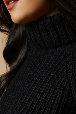 Fringe Sleeve Roll Neck Cropped Jumper