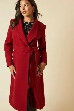 Funnel Neck Midi Belted Coat