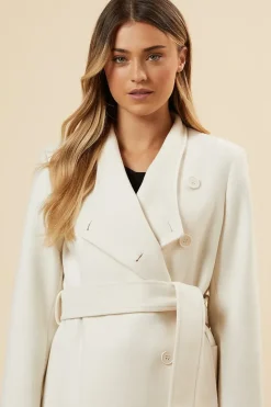 Funnel Neck Short Belted Coat