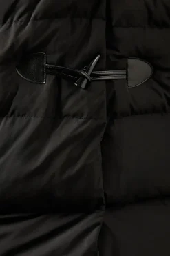 Funnel Neck Tie Detail Padded Coat