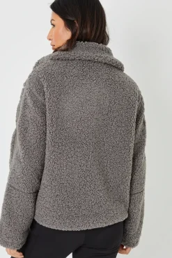 Funnel Neck Zip-Up Borg Fleece