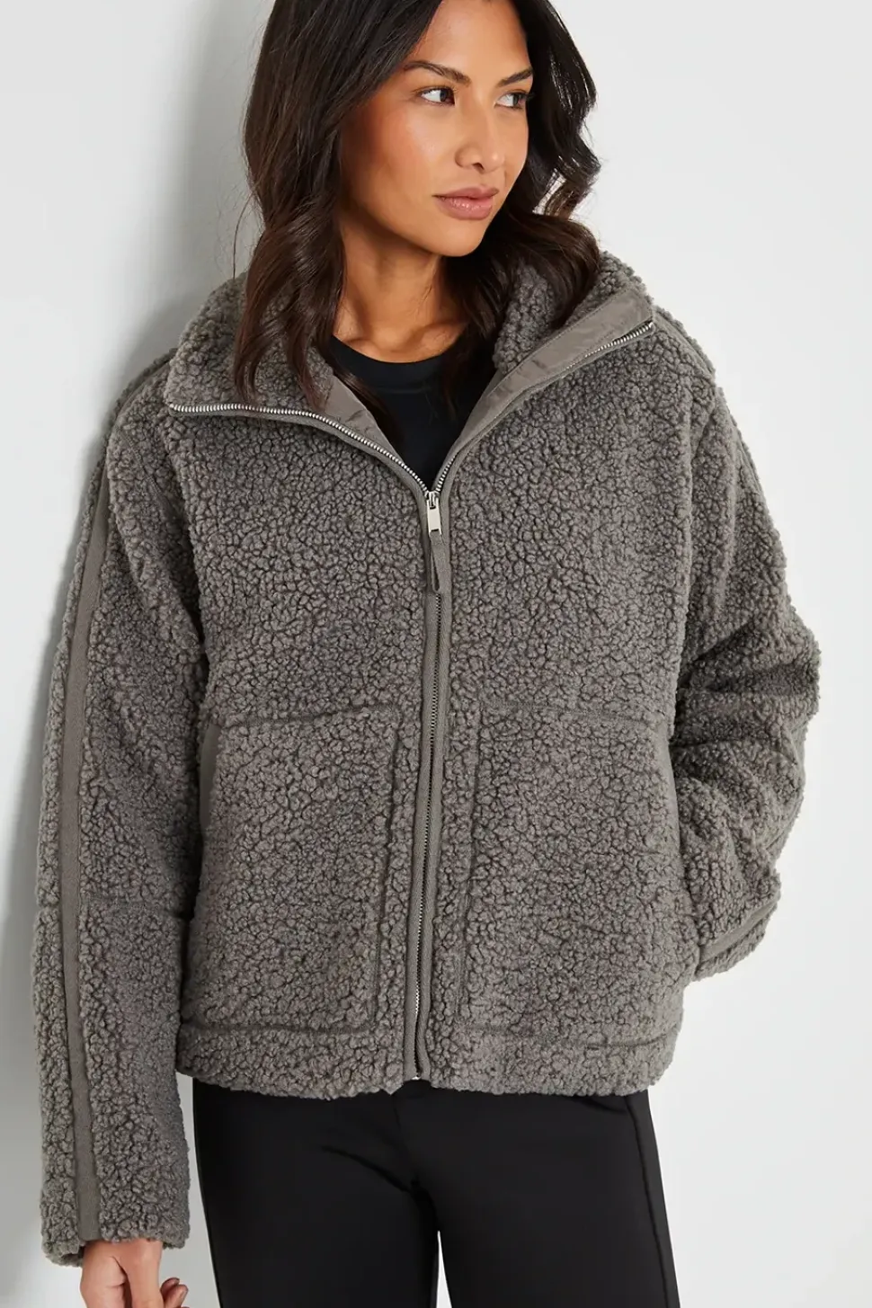 Funnel Neck Zip-Up Borg Fleece