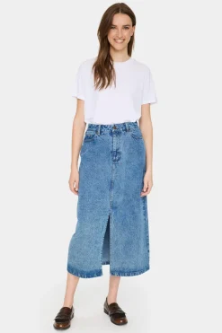 GabiSZ Denim High Waist Midi Skirt-