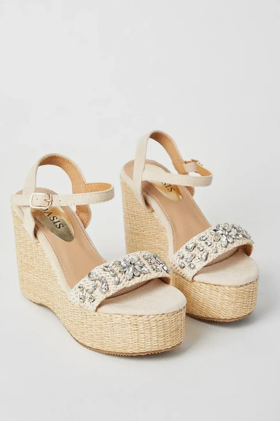 Gaia Embellished Espadrille High Wedge Sandals