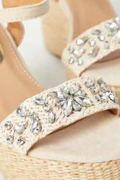 Gaia Embellished Espadrille High Wedge Sandals